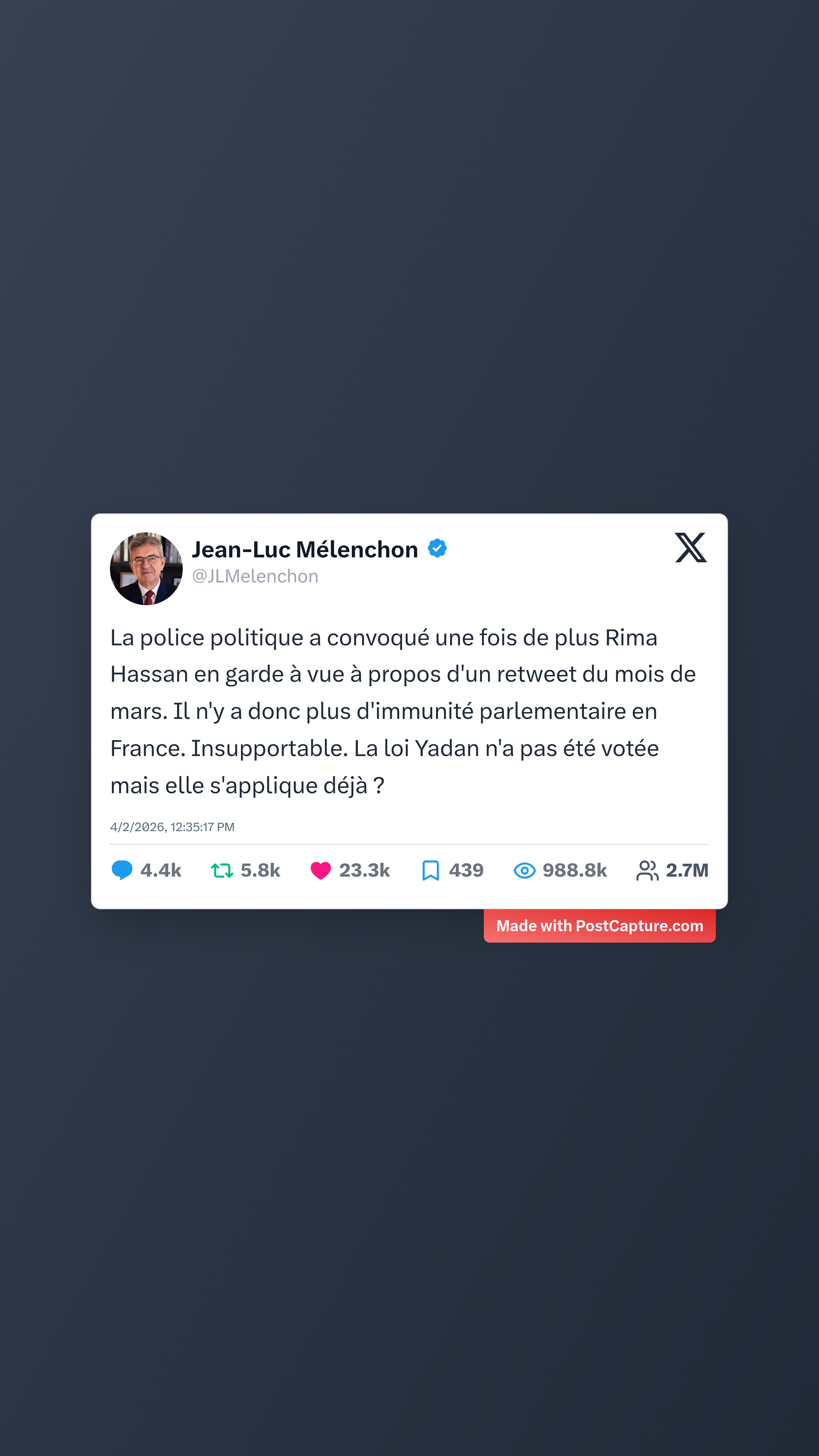 Rank 3 - @JLMelenchon