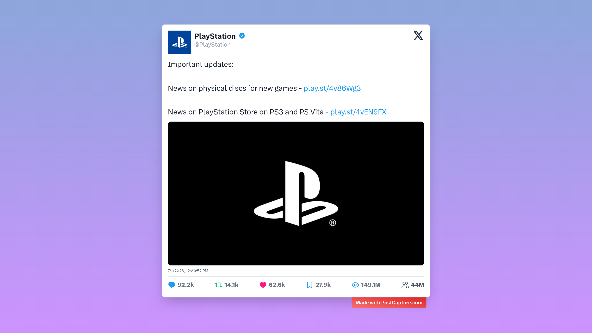 Rank 1 - @PlayStation