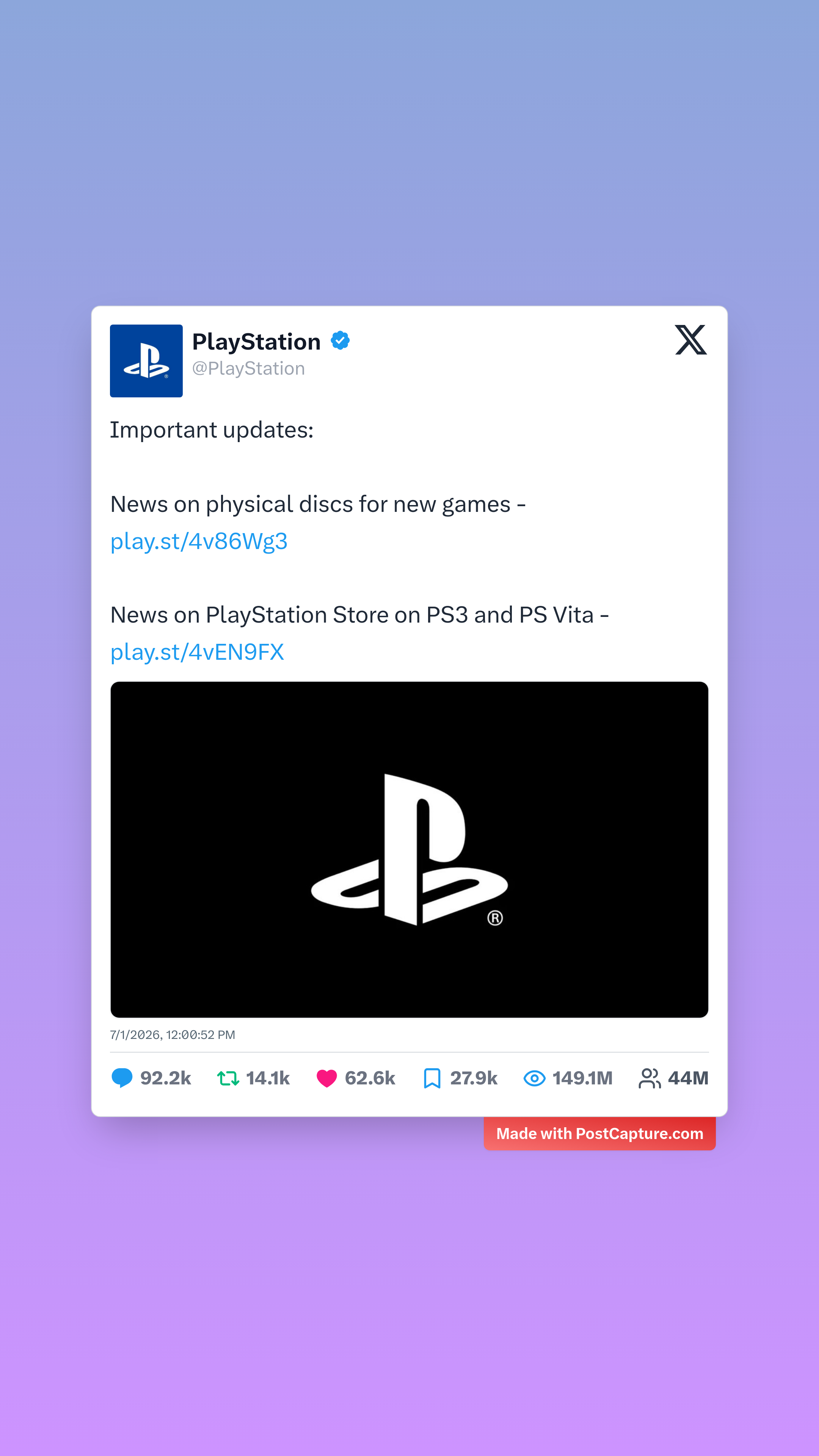 Rank 1 - @PlayStation